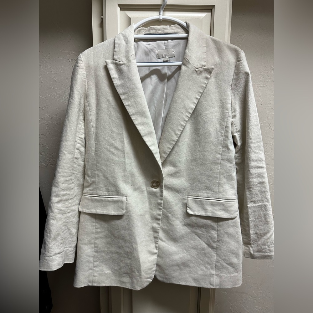 Loft linen blend tan blazer